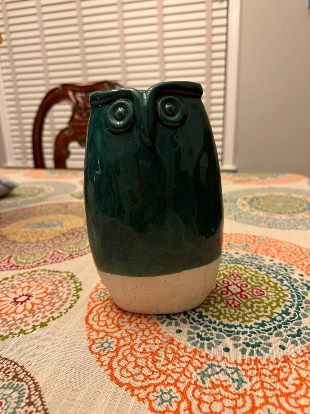 GORGEOUS NWT Dark Green Ceramic Owl Planter/Vase